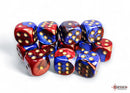 Chessex Gemini Blue-Red/Gold 16mm d6 Dice Block