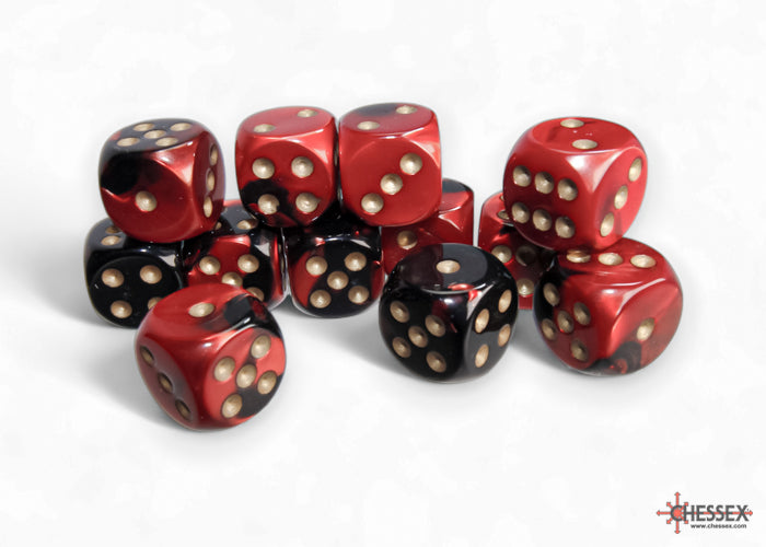 Chessex Gemini Black-Red/Gold 16mm d6 Dice Block