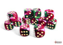 Chessex Gemini Green-Purple/Gold 16mm d6 Dice Block