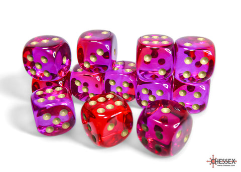 Chessex Gemini Translucent Red-Violet/Gold 16mm d6 Dice Block