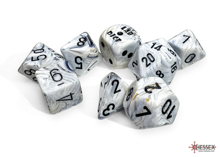 Chessex Lab Dice Marble Calcite/Blue Polyhedral 7-Dice Set