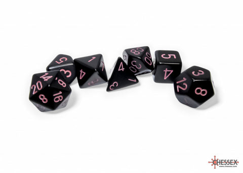 Chessex Opaque Black/Pink Polyhedral 7-Dice Set