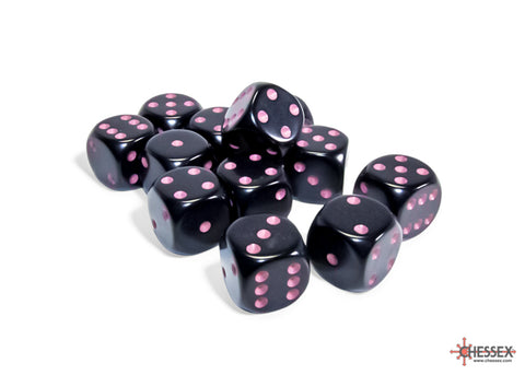 Chessex Opaque Black/Pink 16mm d6 Dice Block