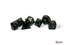 Chessex Opaque Black/Green Polyhedral 7-Dice Set