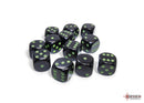 Chessex Opaque Black/Green 16mm d6 Dice Block