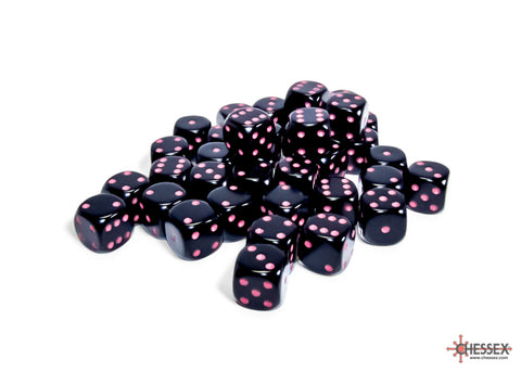 Chessex Opaque Black/Pink 12mm d6 Dice Block