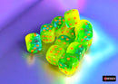 Chessex Gemini Plasma Green-Teal/Orange Luminary 16mm d6 Dice Block