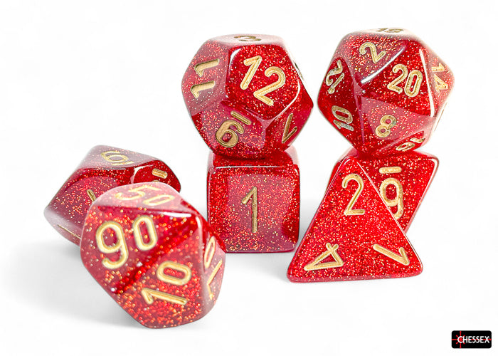 Chessex Glitter Mega-hedral Ruby/Gold 7-Die Set