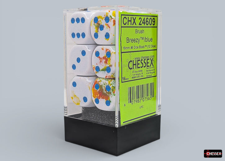 Chessex Brush Breezy/Blue 16mm d6 Dice Block