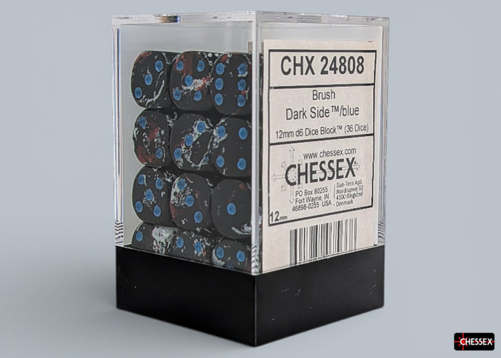 Chessex Brush Dark Side/Blue 12mm d6 Dice Block