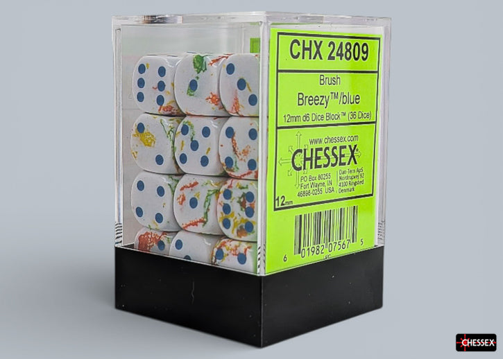 Chessex Brush Breezy/Blue 12mm d6 Dice Block