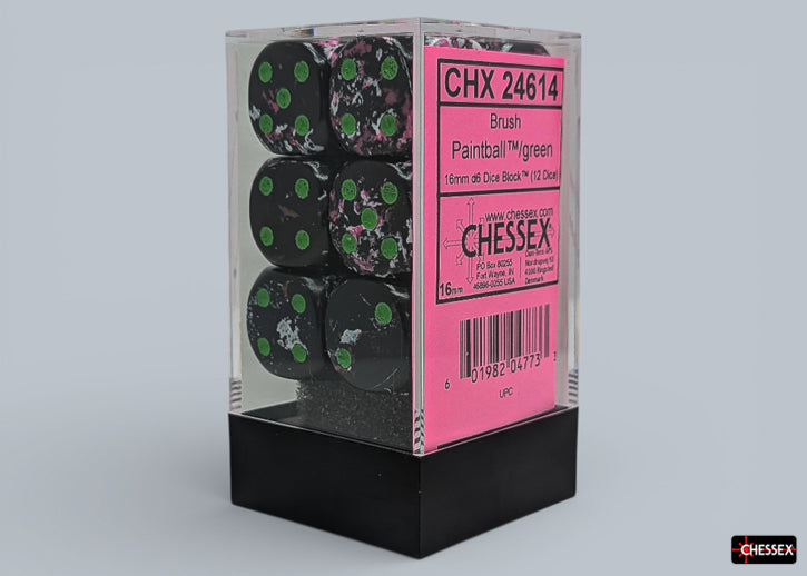 Chessex  Brush Paintball/Green 16mm d6 Dice Block