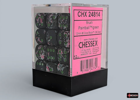 Chessex Brush Paintball/Green 12mm d6 Dice Block