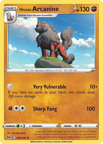 Hisuian Arcanine 84/196 - SWSH11 Lost Origin Holofoil