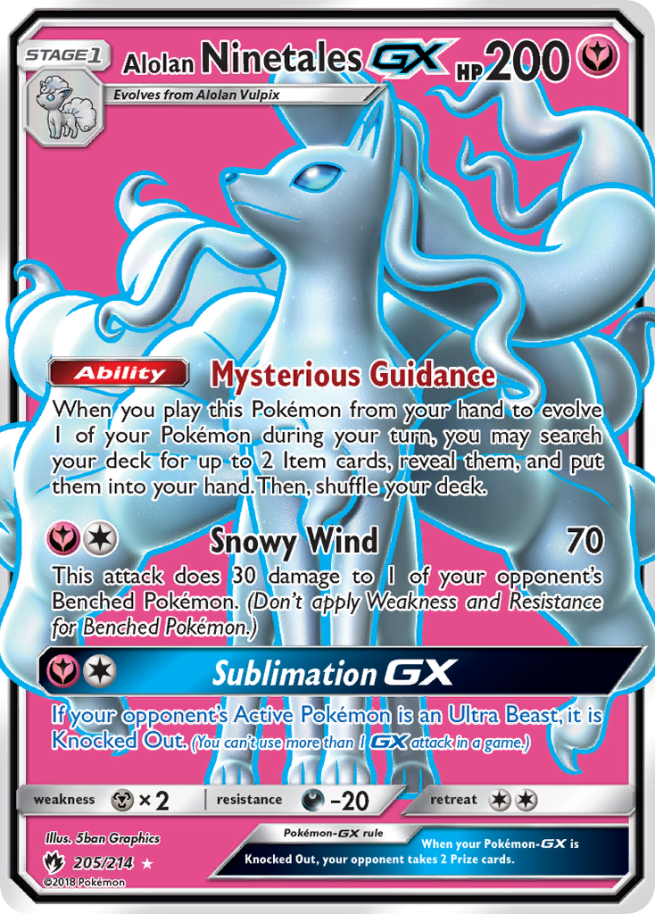 Alolan Ninetales GX (Full Art)/214 - SM  Lost Thunder Holofoil