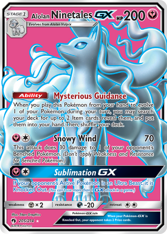 Alolan Ninetales GX (Full Art)/214 - SM  Lost Thunder Holofoil