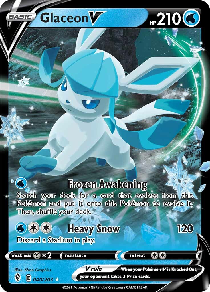 Glaceon V 40/203 - SWSH07 Evolving Skies Holofoil