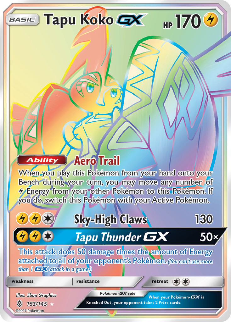 Tapu Koko GX (Secret)/145 - SM  Guardians Rising Holofoil