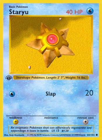 Staryu - 65/102 - 1st Edition Base Set Shadowless - Common