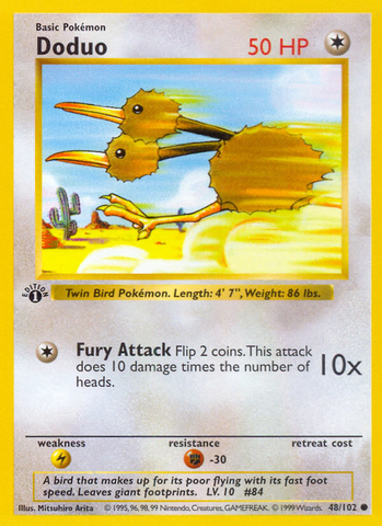 Doduo - 48/102 - 1st Edition Base Set Shadowless - Common