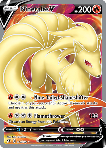 Ninetales V (Full Art) 177/192 - SWSH02 Rebel Clash Holofoil