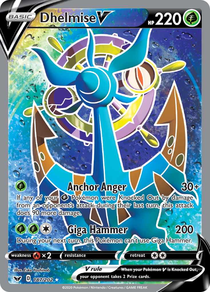 Dhelmise V (Full Art) 187/202 - SWSH01 Sword & Shield Base Set Holofoil