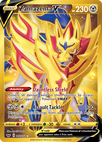 Zamazenta V (Secret) 212/202 - SWSH01 Sword & Shield Base Set Holofoil