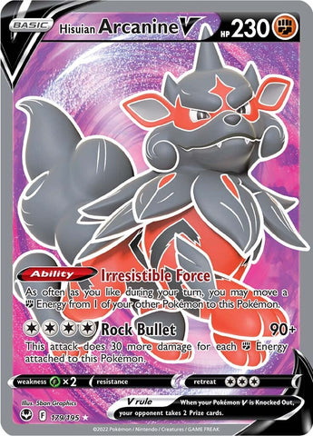 Hisuian Arcanine V (Full Art) 179/195 - SWSH12 Silver Tempest Holofoil