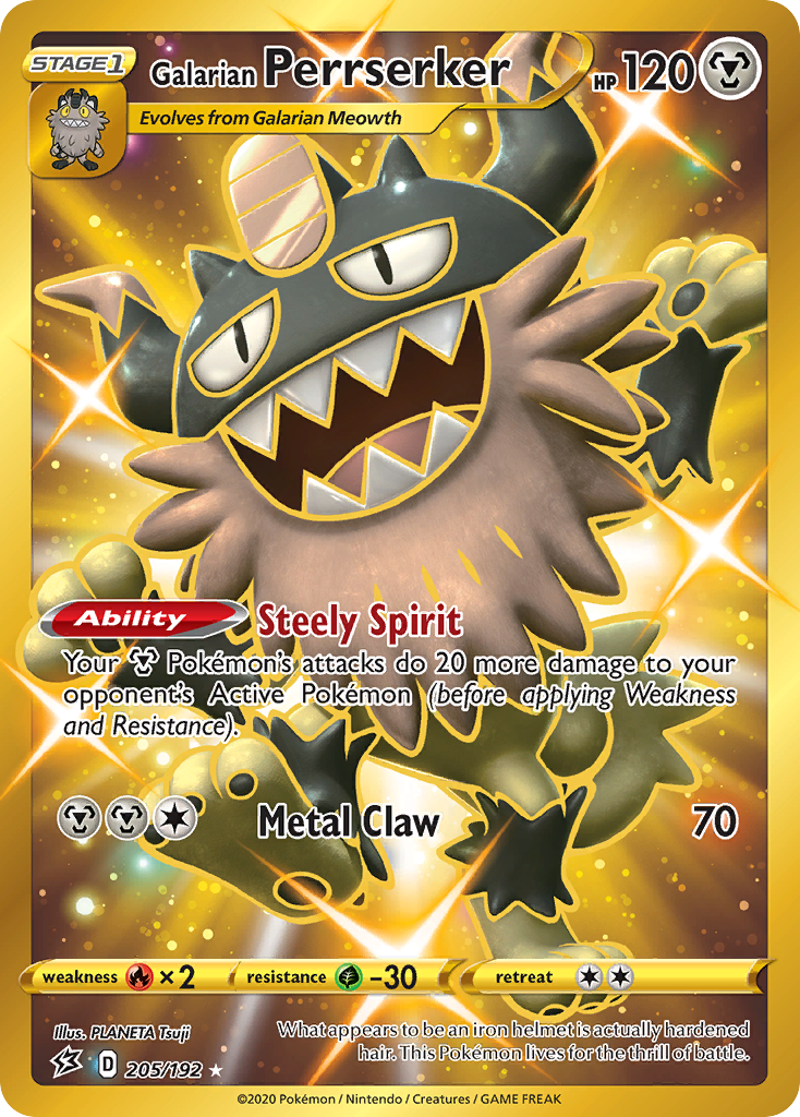 Galarian Perrserker (Secret) 205/192 - SWSH02 Rebel Clash Holofoil