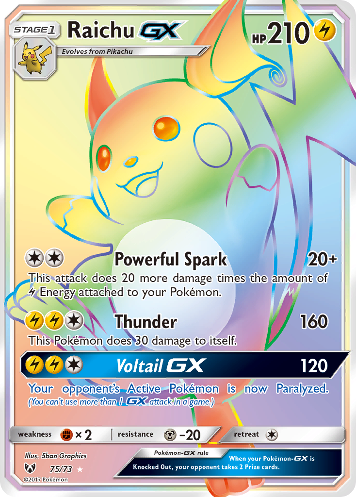 Raichu GX (Secret)/73 - Shining Legends Holofoil