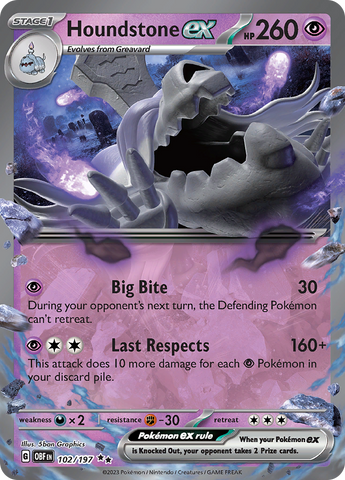Houndstone ex 102 - SV03 Obsidian Flames Holofoil