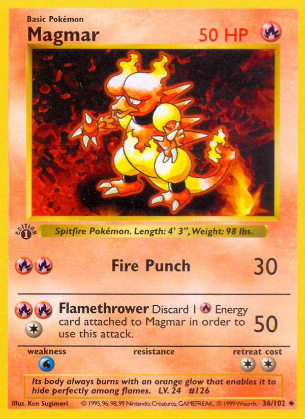 Magmar - 36/102 - 1st Edition Base Set Shadowless - Uncommon
