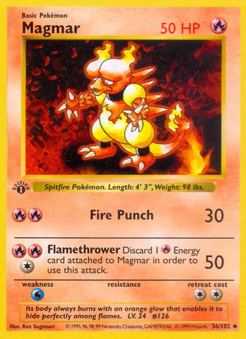Magmar - 36/102 - 1st Edition Base Set Shadowless - Uncommon