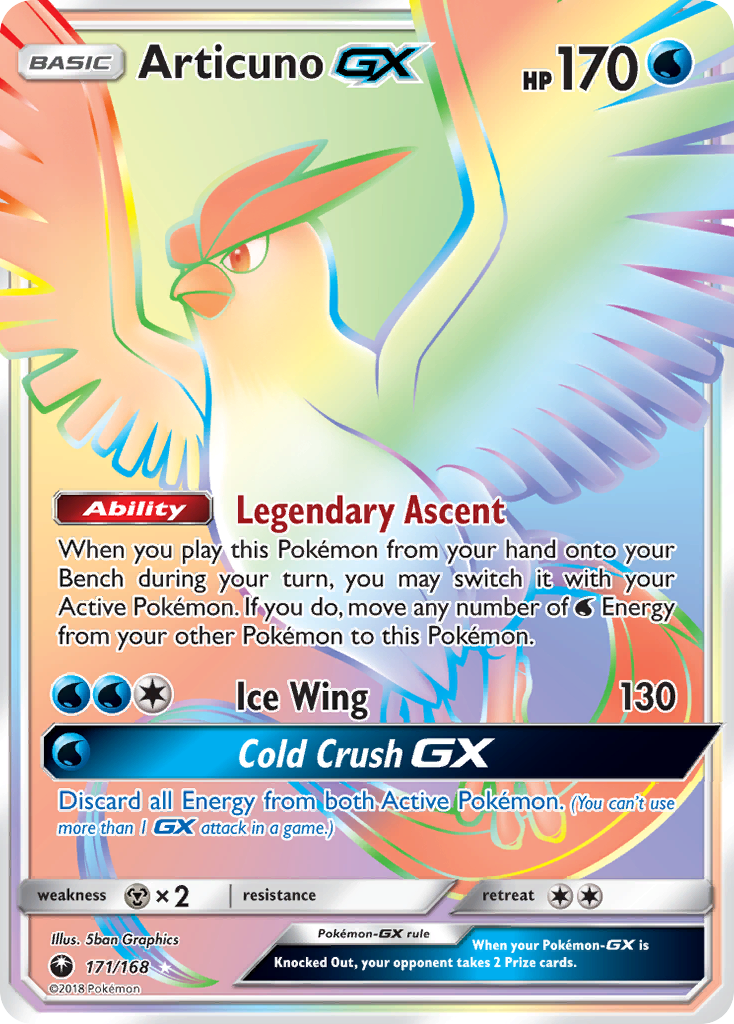 Articuno GX (Secret)/168 - SM  Celestial Storm Holofoil