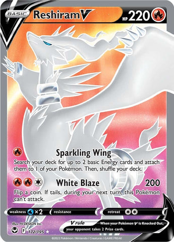 Reshiram V (Full Art) 172/195 - SWSH12 Silver Tempest Holofoil