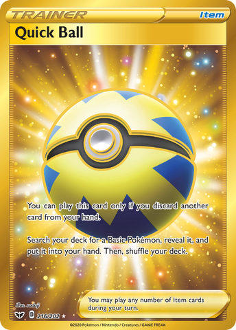 Quick Ball (Secret) 216/202 - SWSH01 Sword & Shield Base Set Holofoil