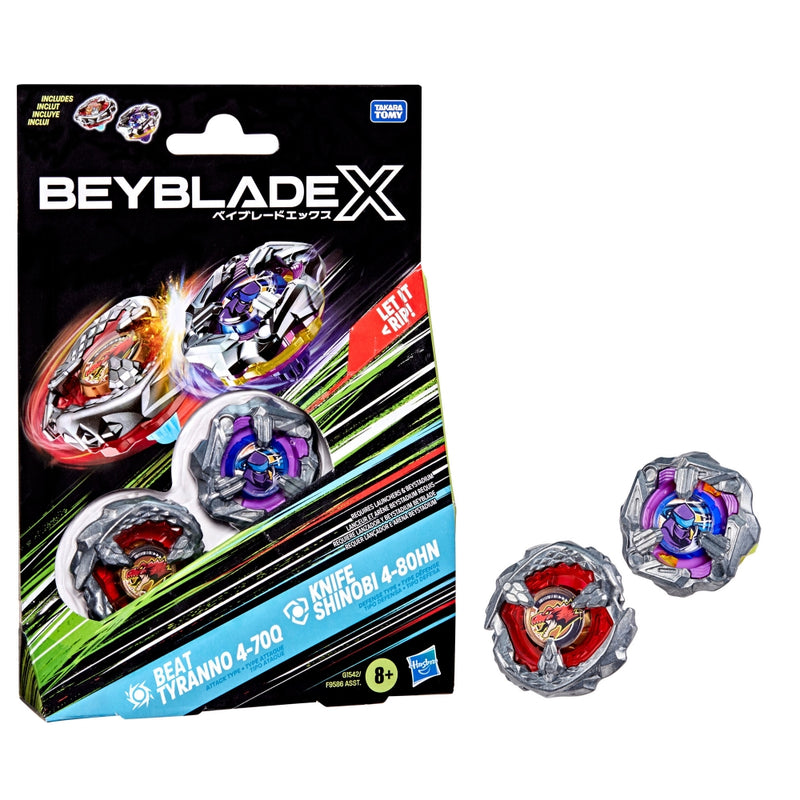 Beyblade X Beat Tyranno 4-70Q and Knife Shinobi 4-80HN Dual Pack