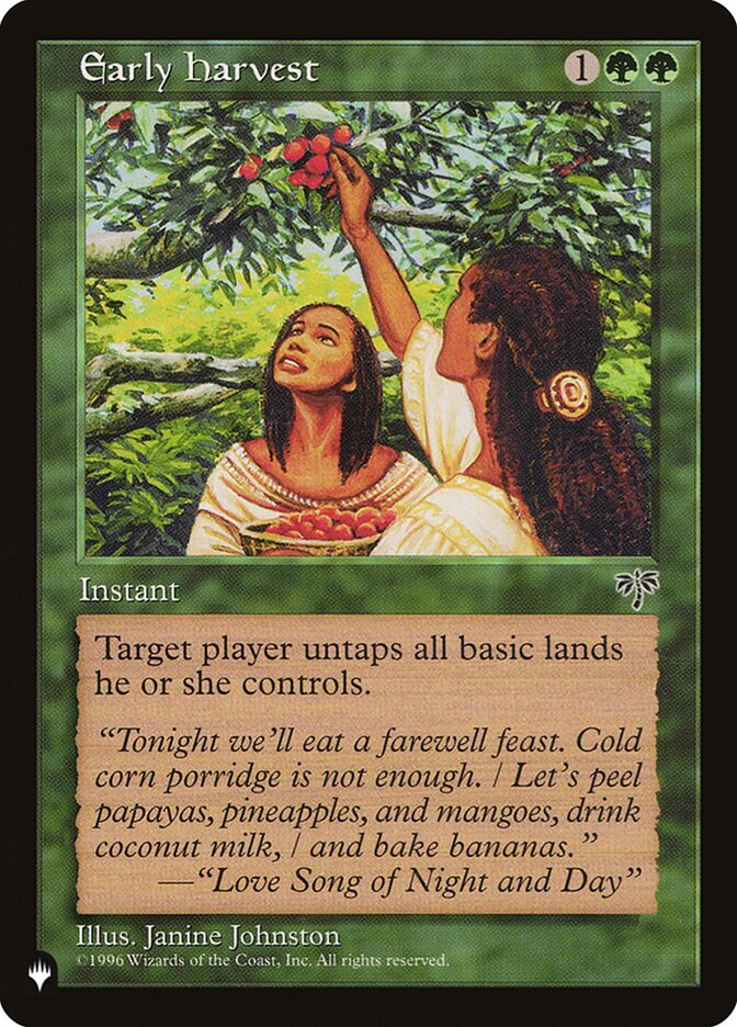 Early Harvest (LIST-) - The List