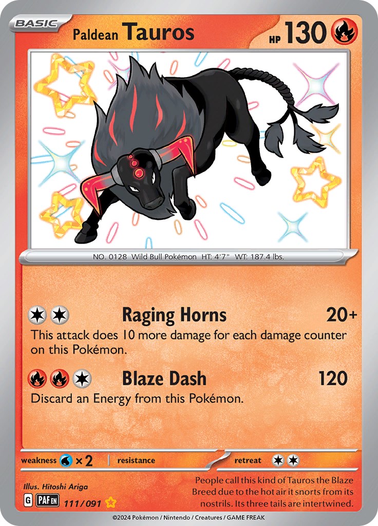 Paldean Tauros - 111/091 111 - SV Paldean Fates Holofoil