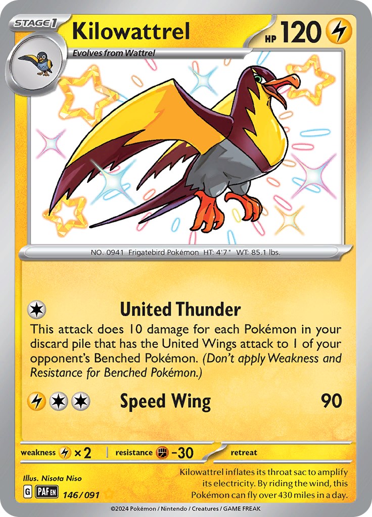 Kilowattrel - 146/091 146 - SV Paldean Fates Holofoil