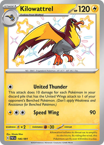 Kilowattrel - 146/091 146 - SV Paldean Fates Holofoil