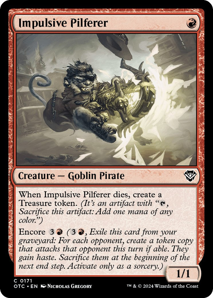 Impulsive Pilferer (OTC-171) - Outlaws of Thunder Junction Commander
