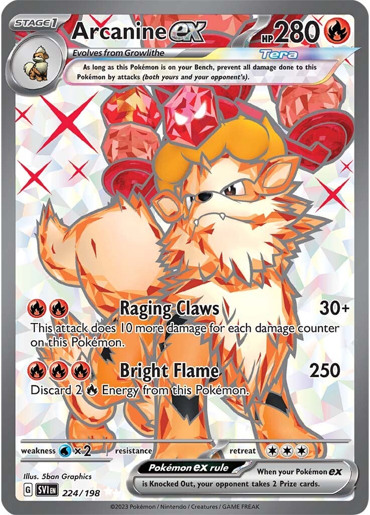 Arcanine ex - 224/198 224 - SV01 Scarlet & Violet Base Set Holofoil
