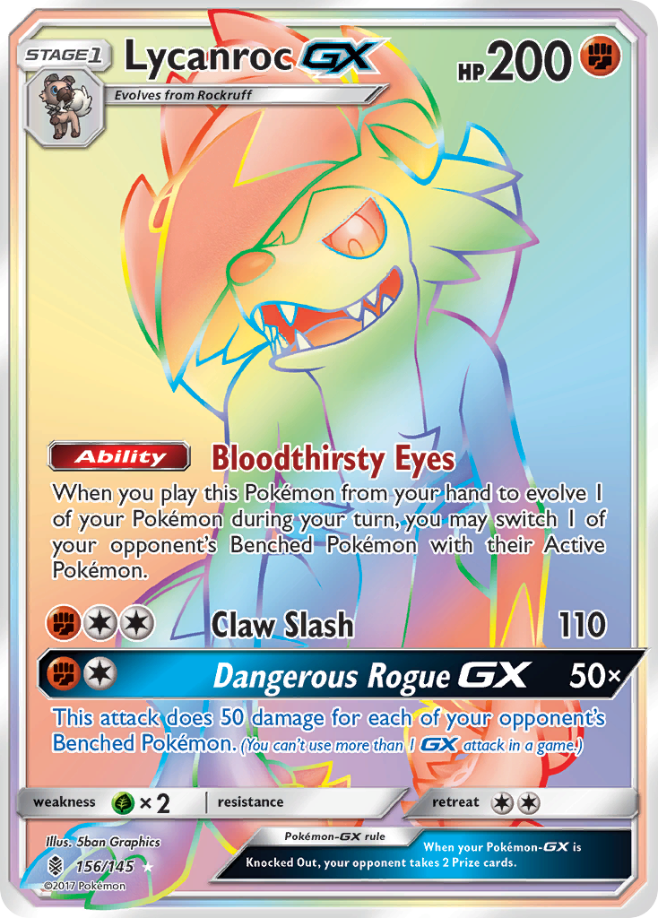 Lycanroc GX (Secret)/145 - SM  Guardians Rising Holofoil