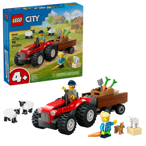 Lego City Red Farm Tractor with Trailer & Sheep 116pcs