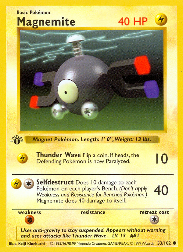 Magnemite - 53/102 - 1st Edition Base Set Shadowless - Common