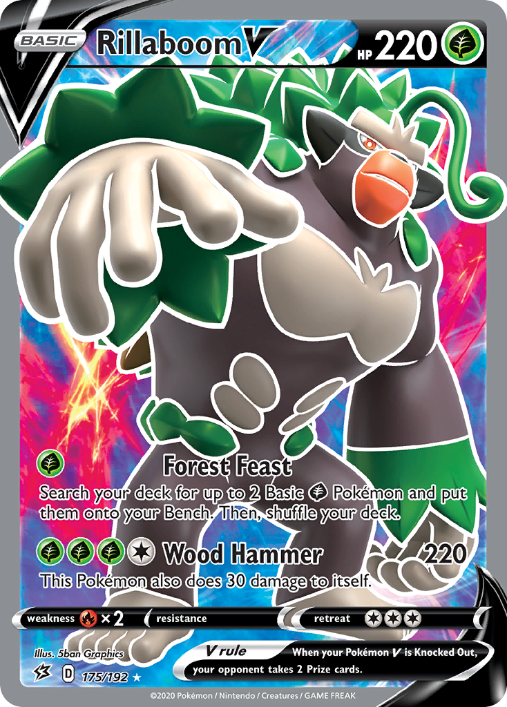 Rillaboom V (Full Art) 175/192 - SWSH02 Rebel Clash Holofoil
