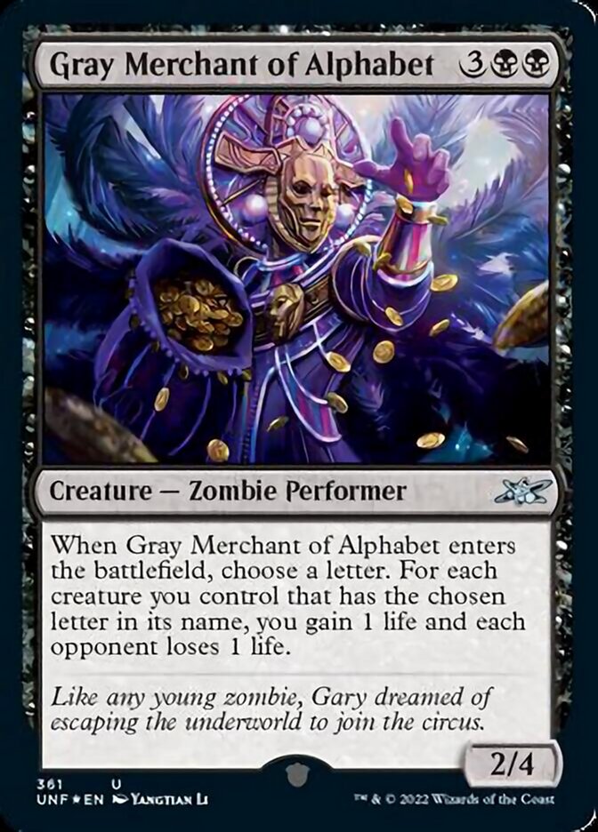 Gray Merchant of Alphabet (Galaxy Foil) (UNF-361) - Unfinity Foil
