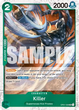 Killer (Pirate Foil) (OP01-039) - Premium Booster -The Best- Vol. 2 Foil