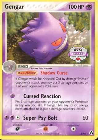 Gengar - 5/92 (Gym Challenge) - League & Championship Cards